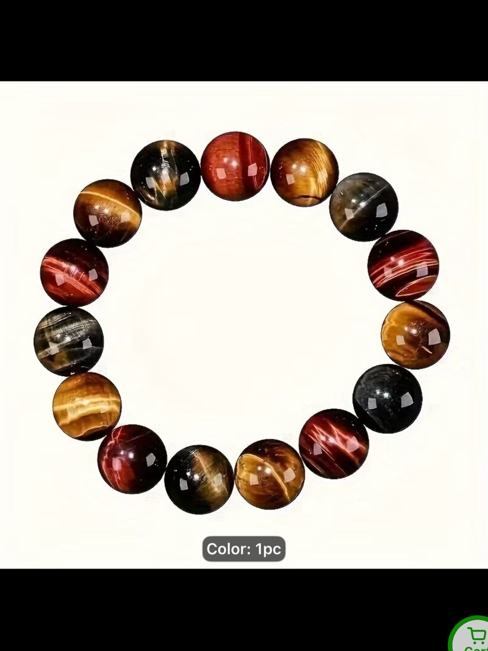 Multi-Tone Tiger Eye Bead Bracelet - Red, Brown, Black